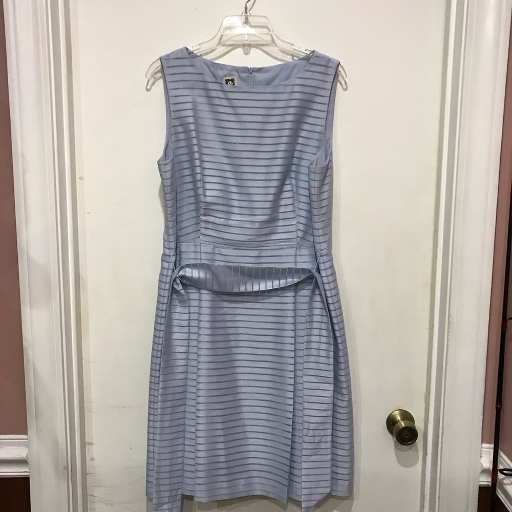 Anne Klein Light Blue Striped Midi Dress
